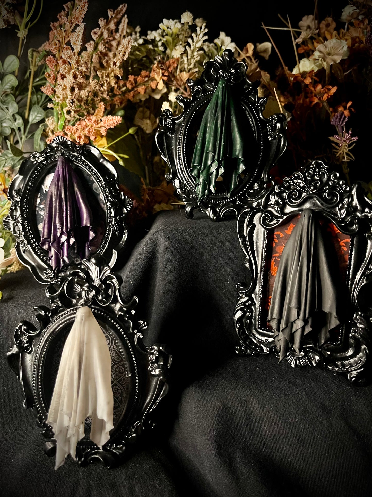Framed Ghoul: Black, Red Floral