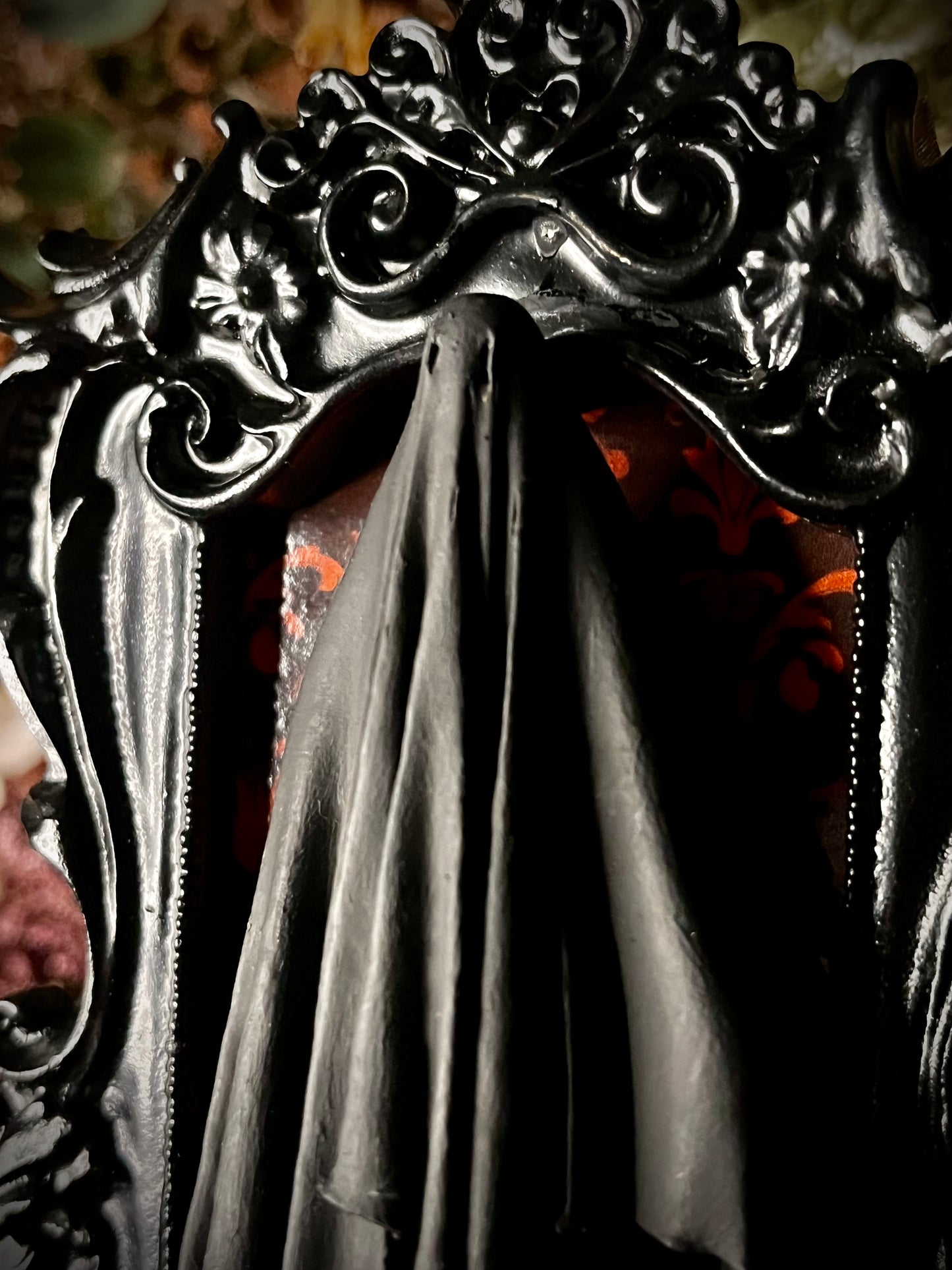 Framed Ghoul: Black, Red Floral