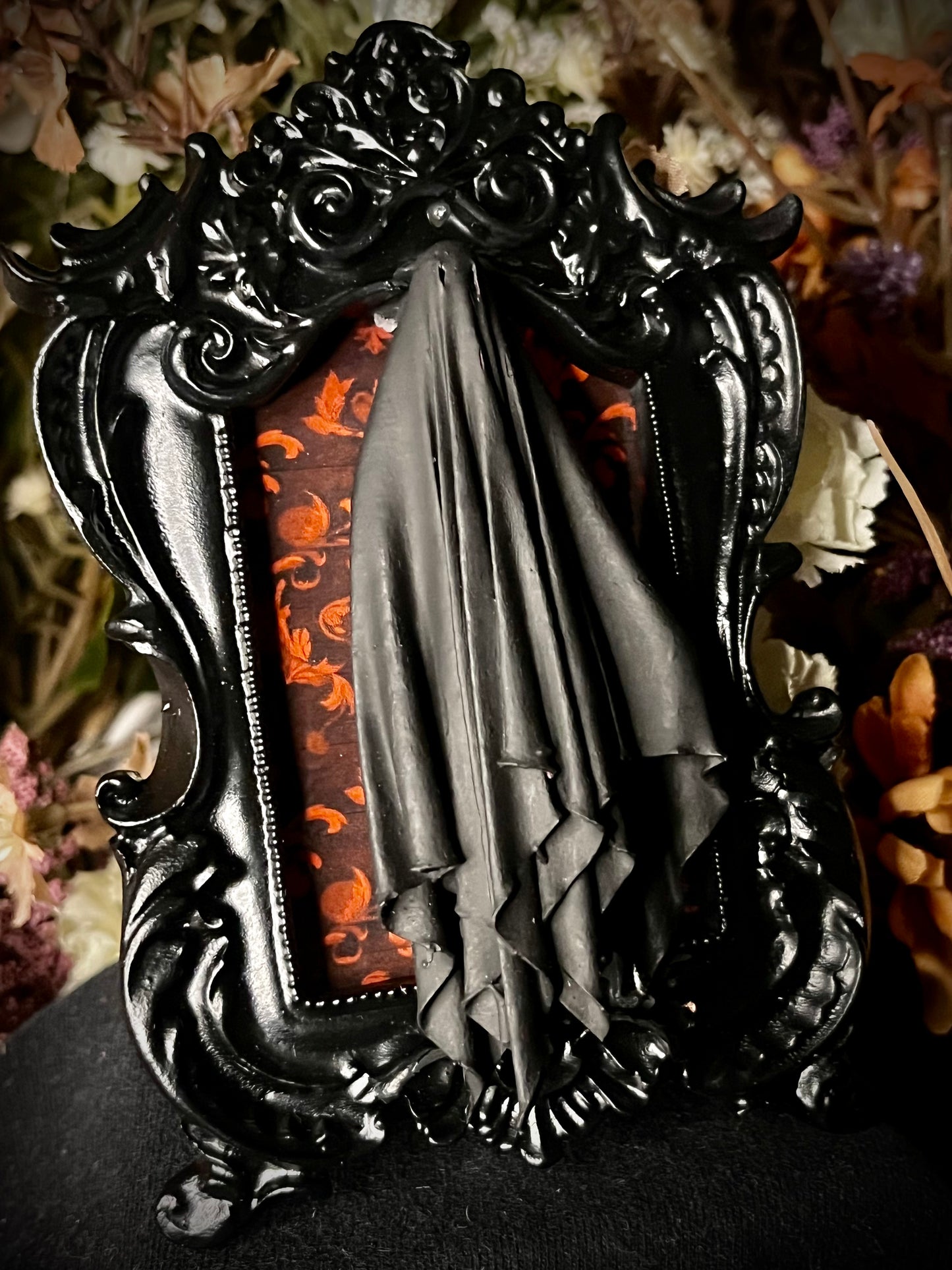 Framed Ghoul: Black, Red Floral