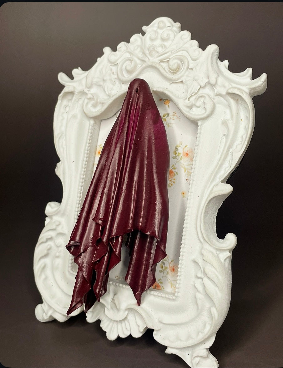 Framed Ghoul: Purple, White Floral Background