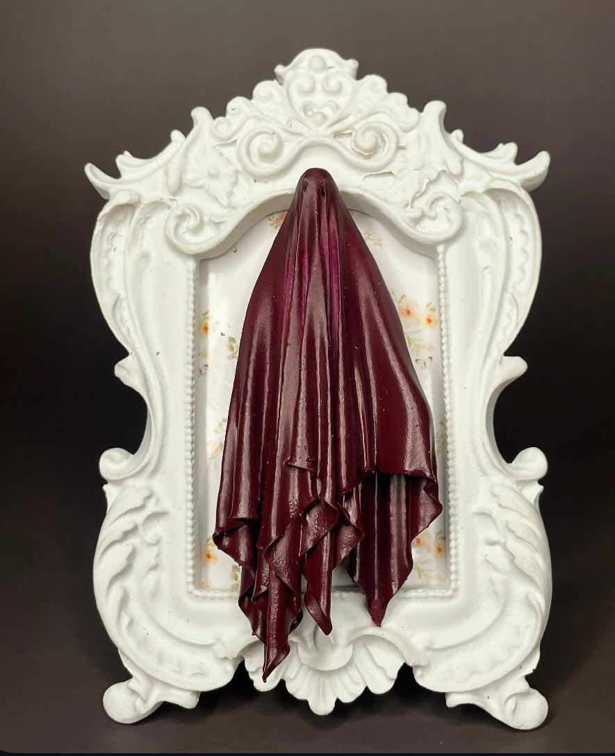 Framed Ghoul: Purple, White Floral Background