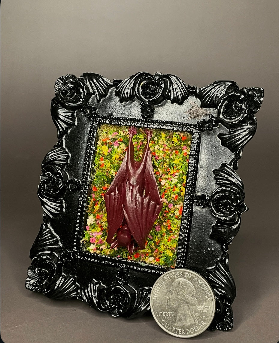 Framed Bat: Purple, Florals (Mini)