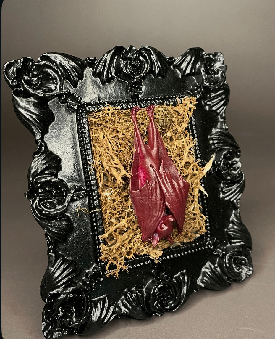 Framed Bat: Purple, Brown Moss (Mini)
