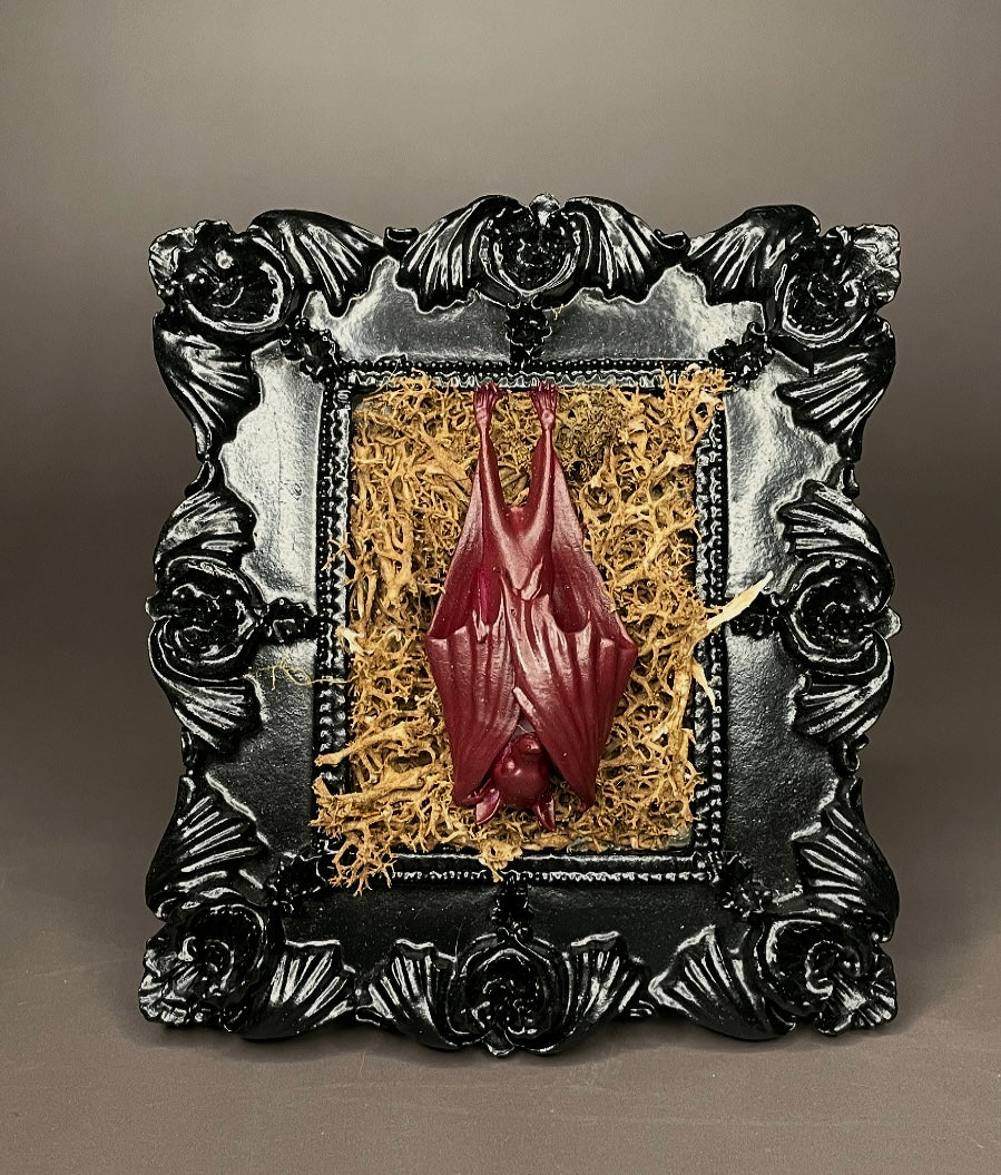 Framed Bat: Purple, Brown Moss (Mini)