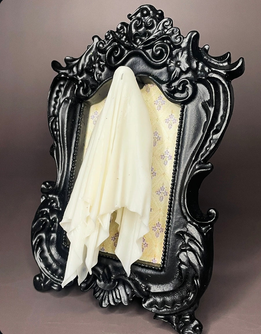 Framed Ghoul: White, Cream/Blue Background