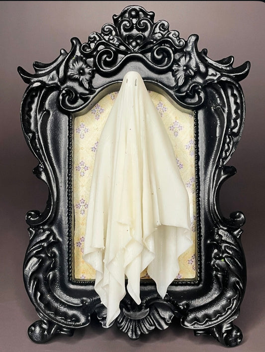 Framed Ghoul: White, Cream/Blue Background