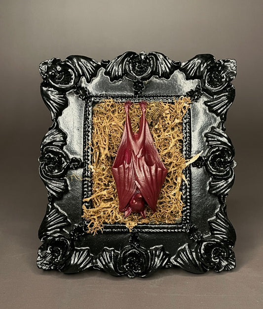 Framed Bat: Purple, Brown Moss (Mini)