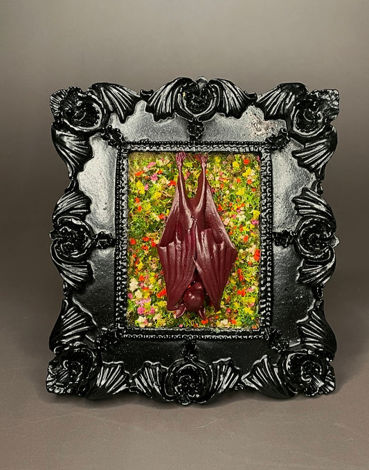 Framed Bat: Purple, Florals (Mini)